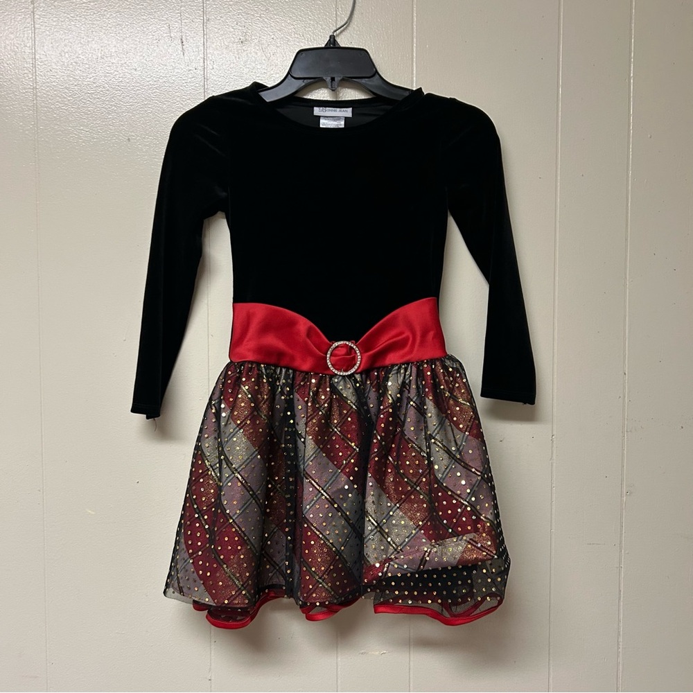 Bonnie Jean Black and Red Dance Costume with Ruffles